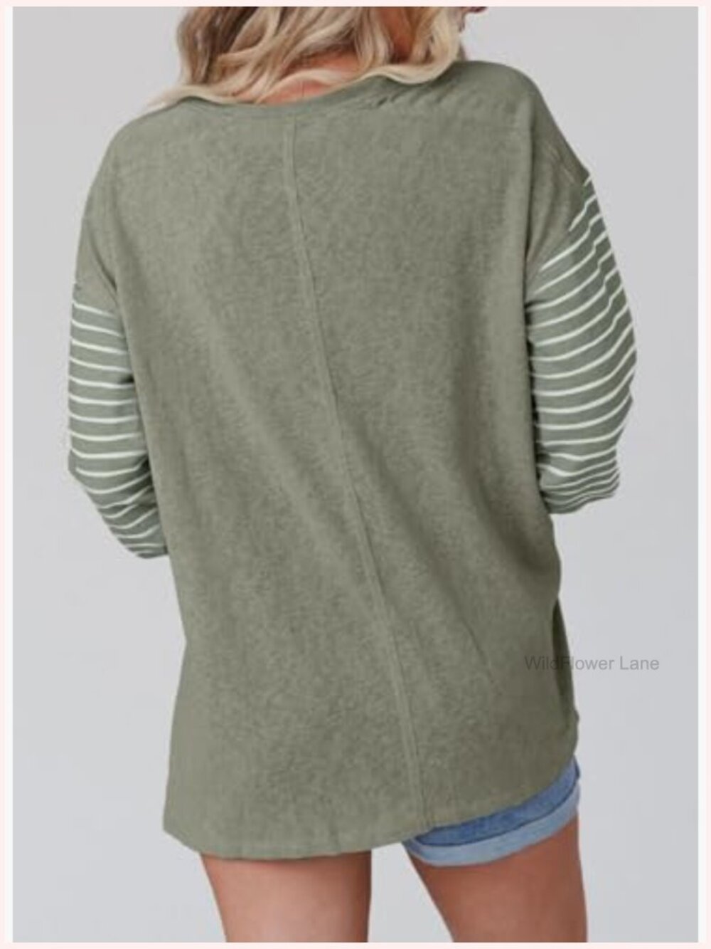 Oversized Color Block Crew Neck Long Sleeve Blouse Tunic Top - Picture 6 of 7